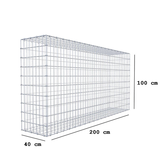 Gabione 200 cm x 100 cm x 40 cm (L x H x T), Maschenweite 5 x 10 cm, Spiralring