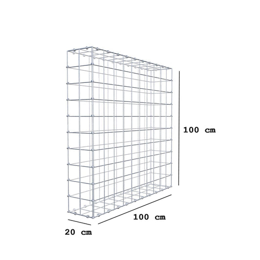 Gabion 100 cm x 100 cm x 20 cm (L x H x D), maskstorlek 10 x 10 cm, spiralring
