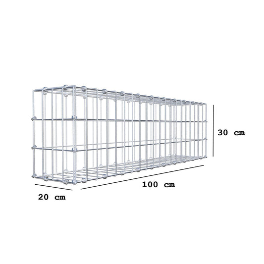 Gabione 100 cm x 30 cm x 20 cm (L x H x T), Maschenweite 5 x 10 cm, Spiralring
