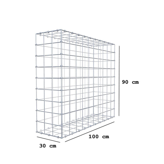 Gabion 100 cm x 90 cm x 30 cm (L x H x D), maskstorlek 10 x 10 cm, spiralring