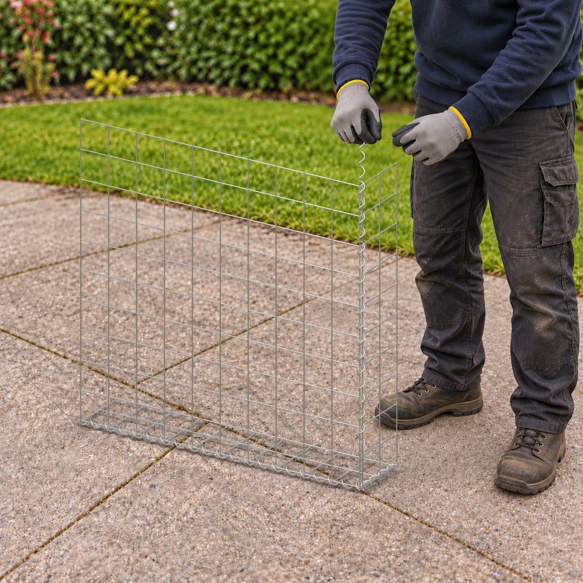 Gabion 100 cm x 100 cm x 20 cm (L x H x D), maskstorlek 10 cm x 10 cm, spiral