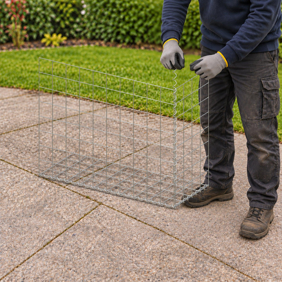 Gabion 100 cm x 80 cm x 40 cm (L x H x D), maskstorlek 10 cm x 10 cm, spiral