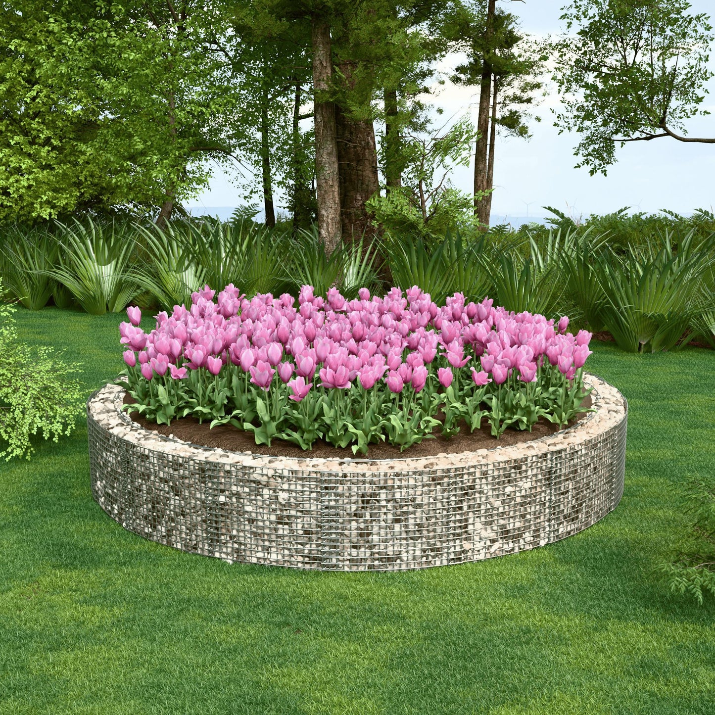 Raised bed round, outer diameter 352 cm, height 50 cm, mesh size 5 x 5 cm, wall thickness 15 cm