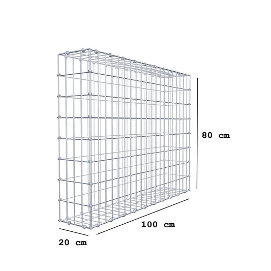 Gabbione 100 cm x 80 cm x 20 cm (L x H x P), maglia 5 x 10 cm, anello a spirale