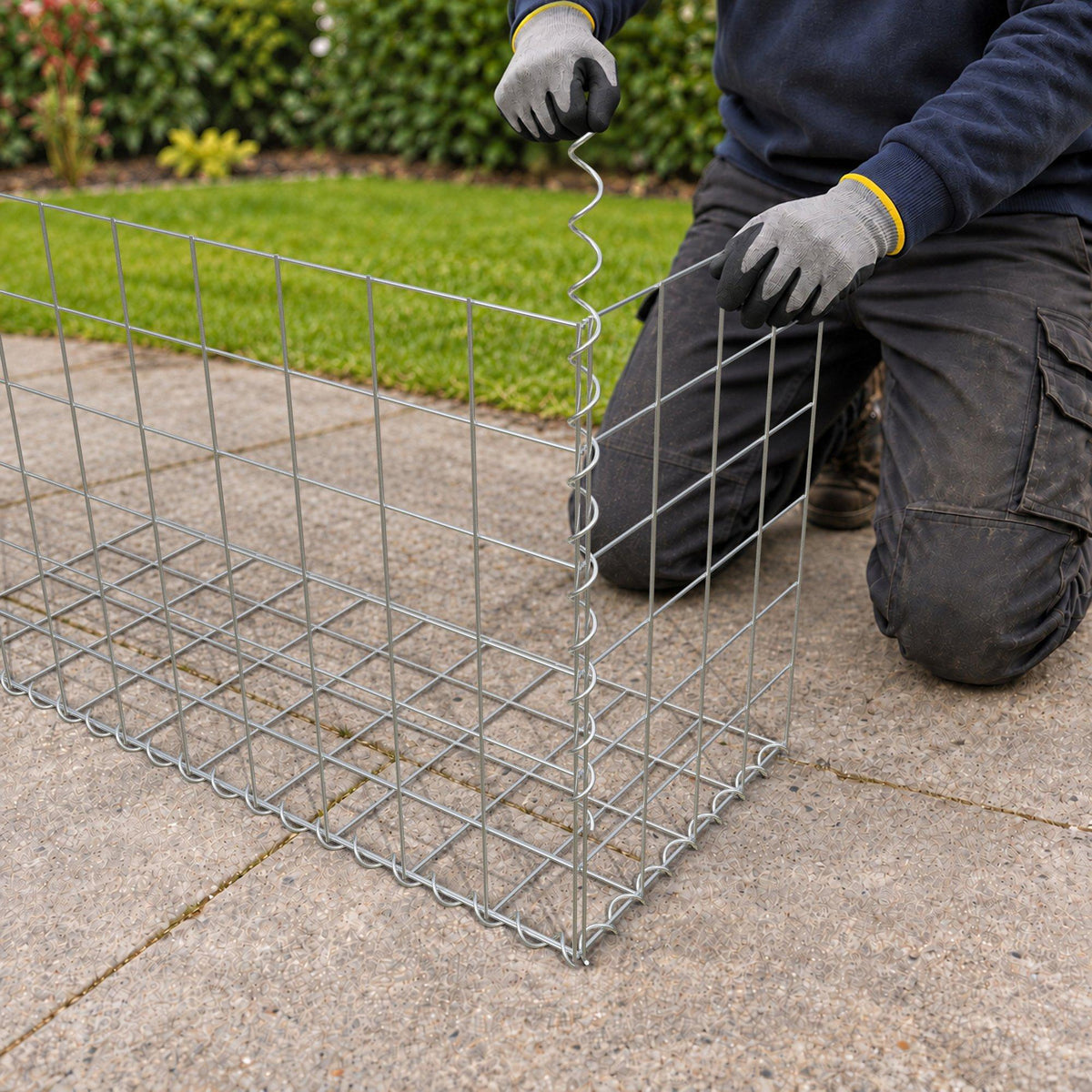 Gabion 100 cm x 60 cm x 40 cm (L x H x D), maskstorlek 10 cm x 10 cm, spiral