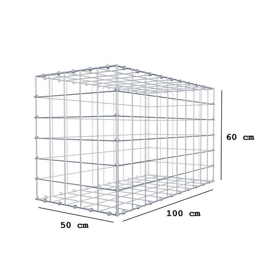 Schanskorf 100 cm x 60 cm x 50 cm (L x H x D), maaswijdte 10 x 10 cm, spiraalring
