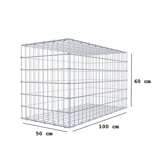 Schanskorf 100 cm x 60 cm x 50 cm (L x H x D), maaswijdte 5 x 10 cm, spiraalring