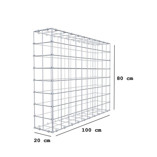 Gabbione 100 cm x 80 cm x 20 cm (L x H x P), maglia 10 x 10 cm, anello a spirale