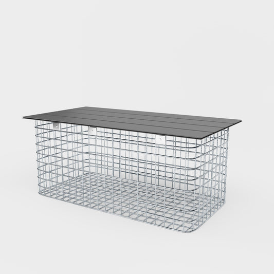 Banco de jardín 102 x 45 x 52 cm MW 5 x 5 cm galvanizado en caliente, con tablero reciclado en antracita