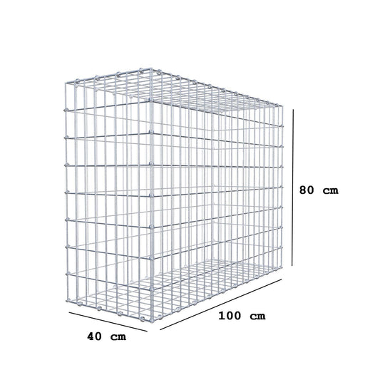 Gabion 100 cm x 80 cm x 40 cm (L x H x D), maskstorlek 5 x 10 cm, spiralring