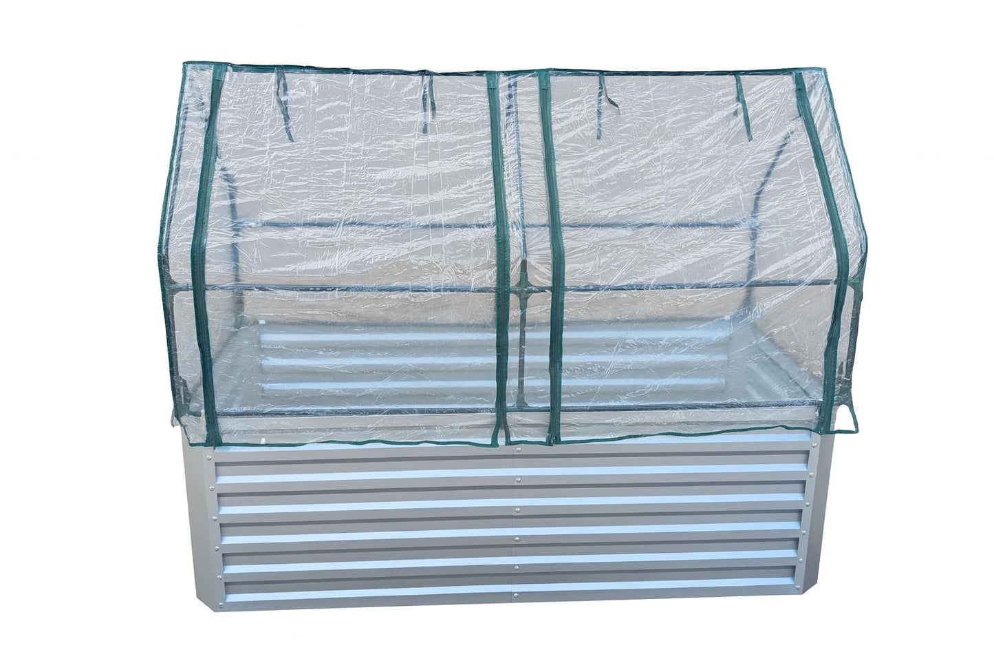 Lecho elevado de chapa galvanizada con tapa - Dimensiones sin tapa: 184 x 60 x 90 cm (L x A x P, dimensiones de plantación)