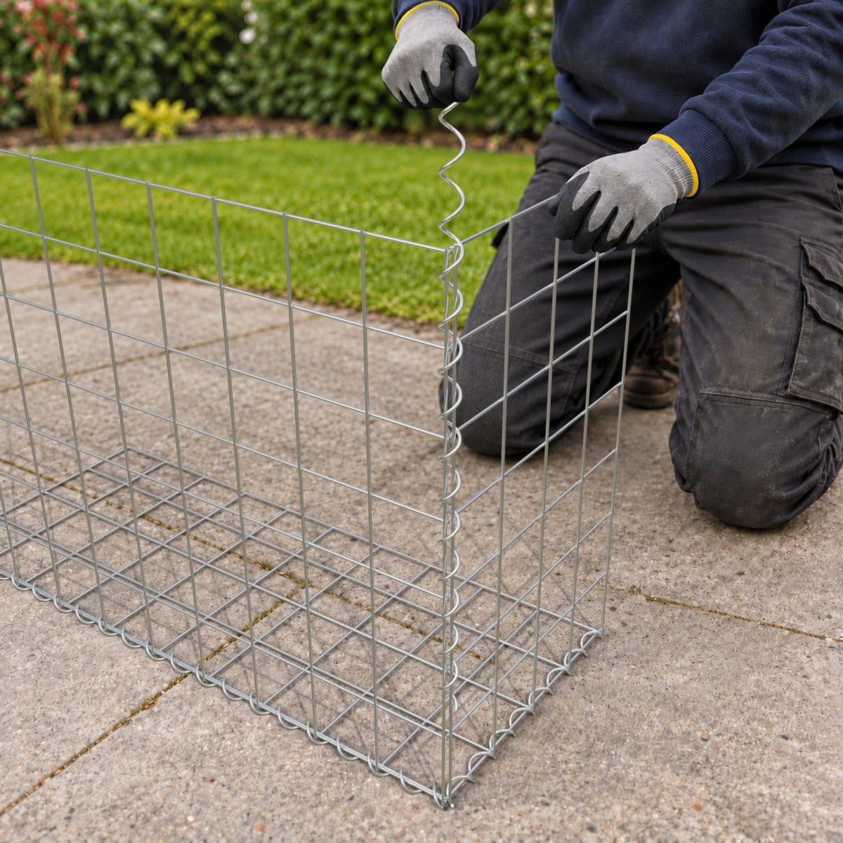 Gabion 100 cm x 70 cm x 40 cm (L x H x D), maskestørrelse 10 cm x 10 cm, spiral