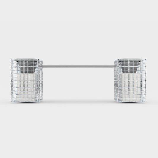 Banco de jardín 2 pilares para flores - 200 x 62 x 42 ( L x A x P) MW 5 x 5 cm galvanizado en caliente, con encimera reciclada en antracita