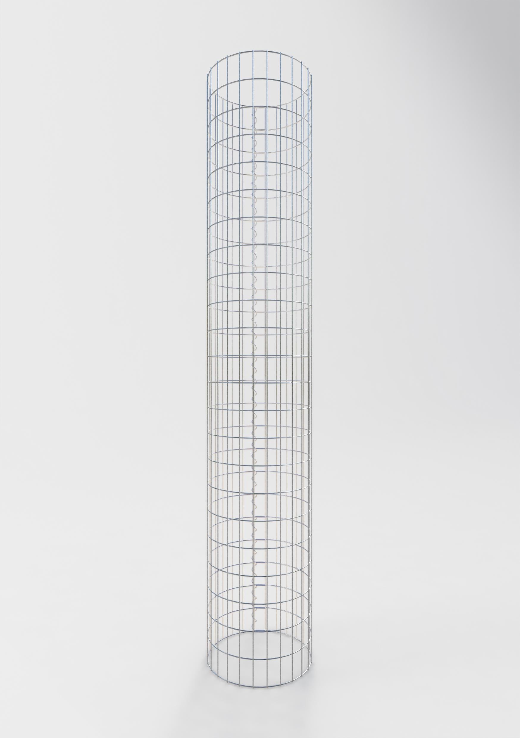 Schanskorfzuil rond 42 cm diameter, 230 cm hoogte, maaswijdte 5 cm x 10 cm