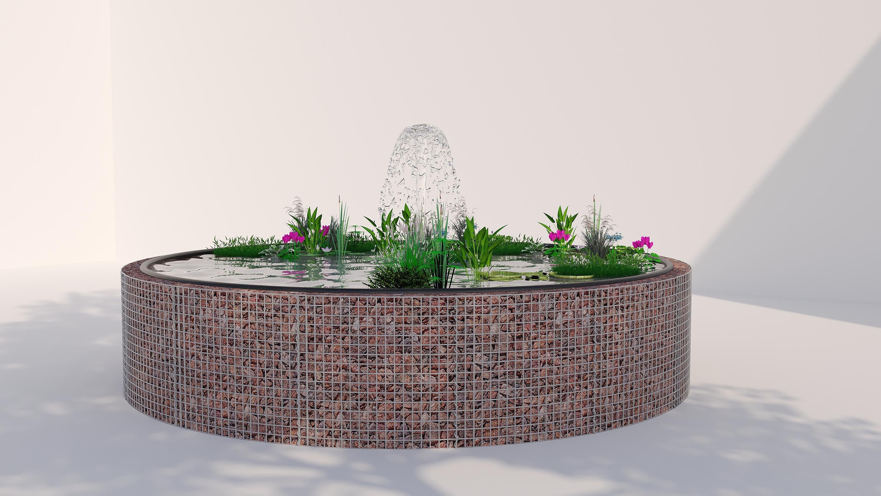 Tanque elevado de gabiões, redondo, diâmetro exterior 202 cm, altura 80 cm, dimensão da malha 5 x 5 cm, espessura da parede 15 cm