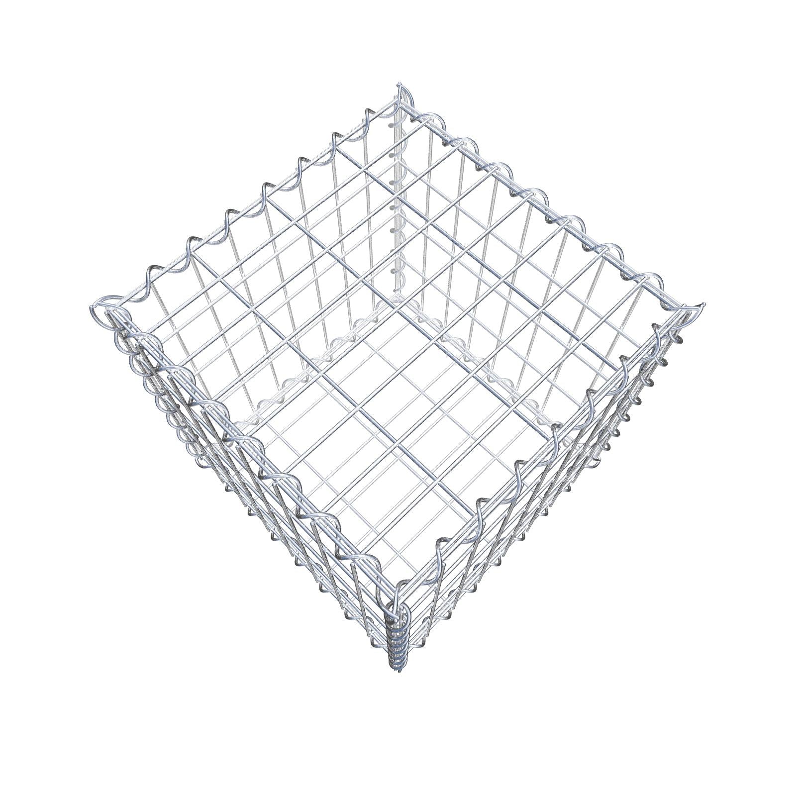 Schanskorf 40 cm x 40 cm x 40 cm (L x H x D), maaswijdte 5 cm x 10 cm, spiraalvormig