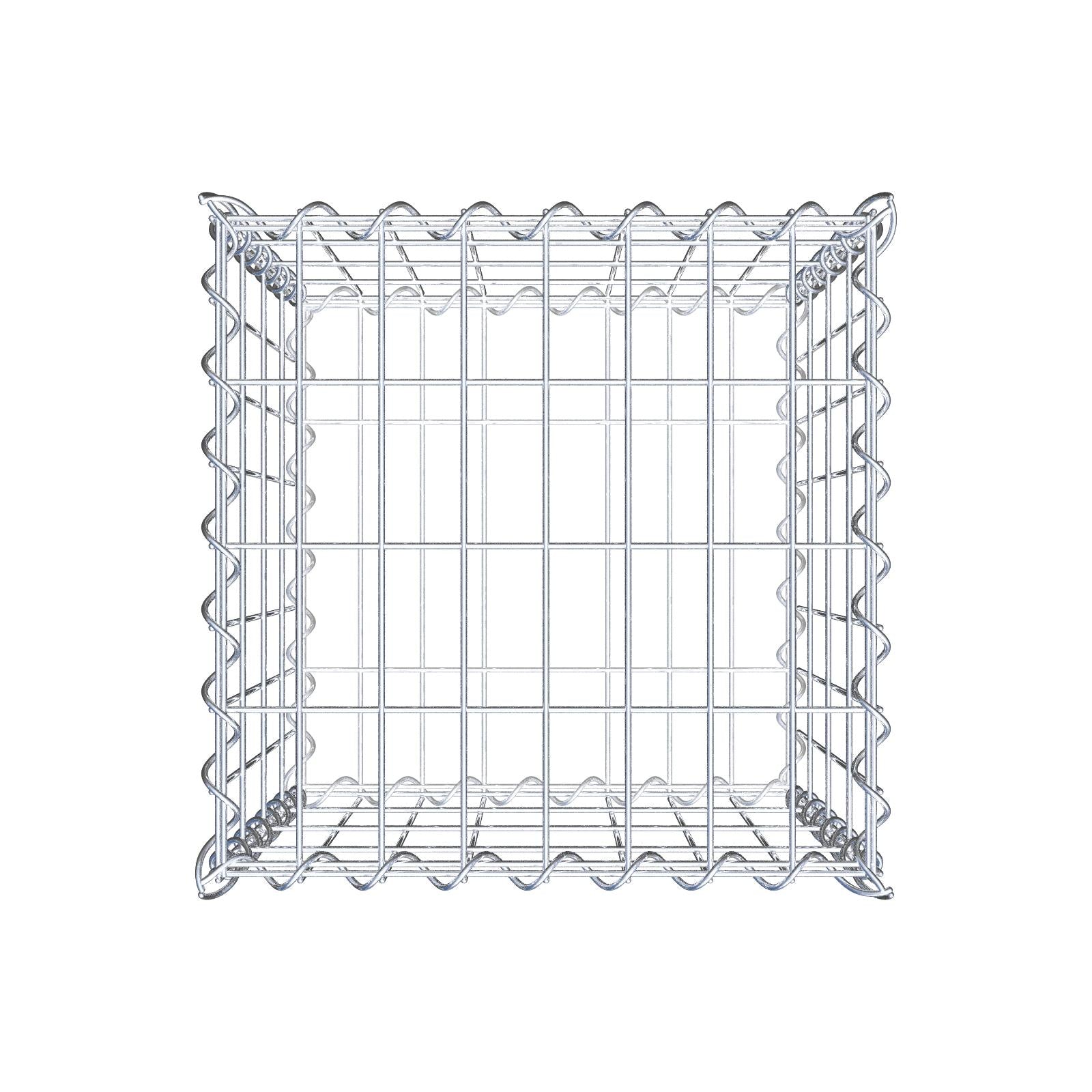 Schanskorf 40 cm x 40 cm x 40 cm (L x H x D), maaswijdte 5 cm x 10 cm, spiraalvormig