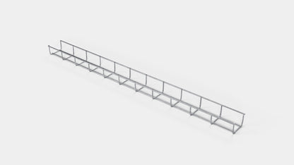 Altezza canalina 110 cm, profondità 5 cm, dimensione maglia 5 x 10 cm