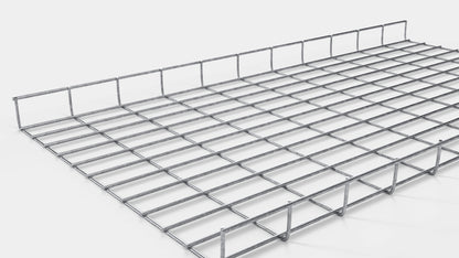 Altezza canalina 110 cm, profondità 5 cm, dimensione maglia 5 x 10 cm