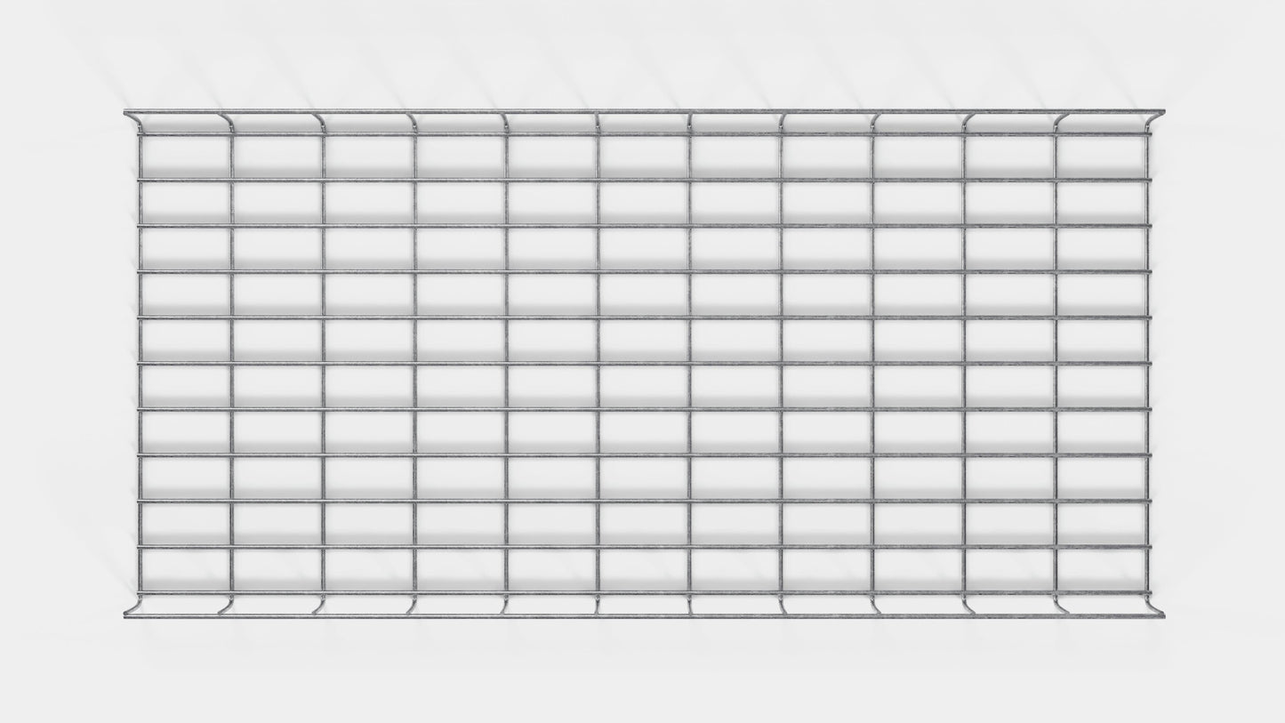 Altezza canalina 110 cm, profondità 5 cm, dimensione maglia 5 x 10 cm