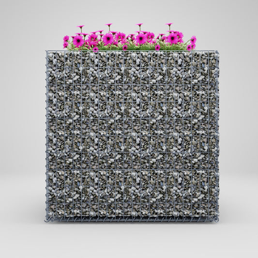 Lecho elevado rectangular 100 cm x 80 cm x 100 cm (largo x alto x fondo), malla 5 x 10 cm, espesor de pared 10 cm