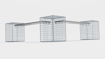 Gartenbank 3 Spiralgabionen - 205 x 60 x 40 cm (L x H x T) MW 5 x 5 cm,  mit Recyclingauflage in anthrazit