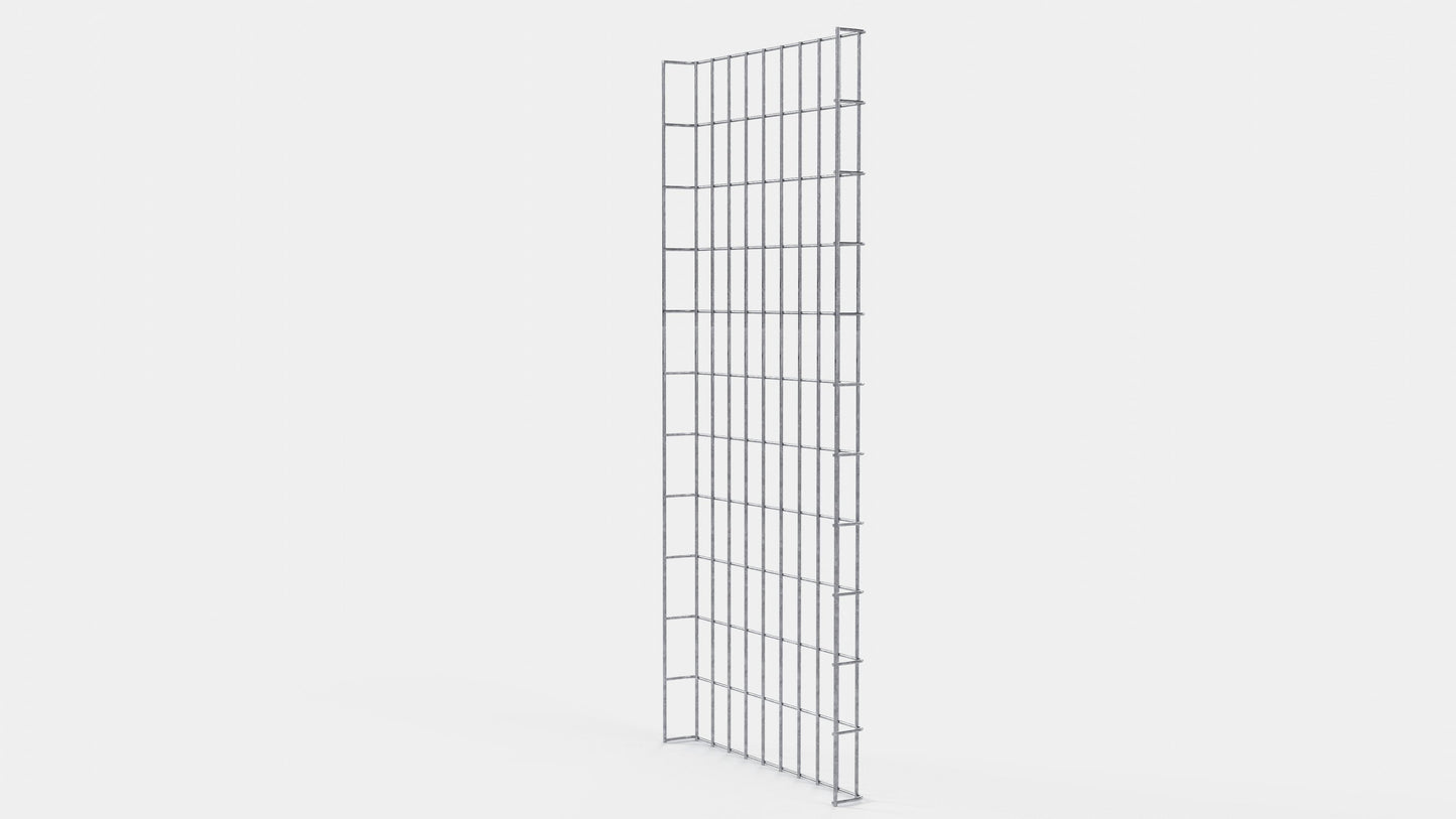 Altezza canalina 110 cm, profondità 5 cm, dimensione maglia 5 x 10 cm