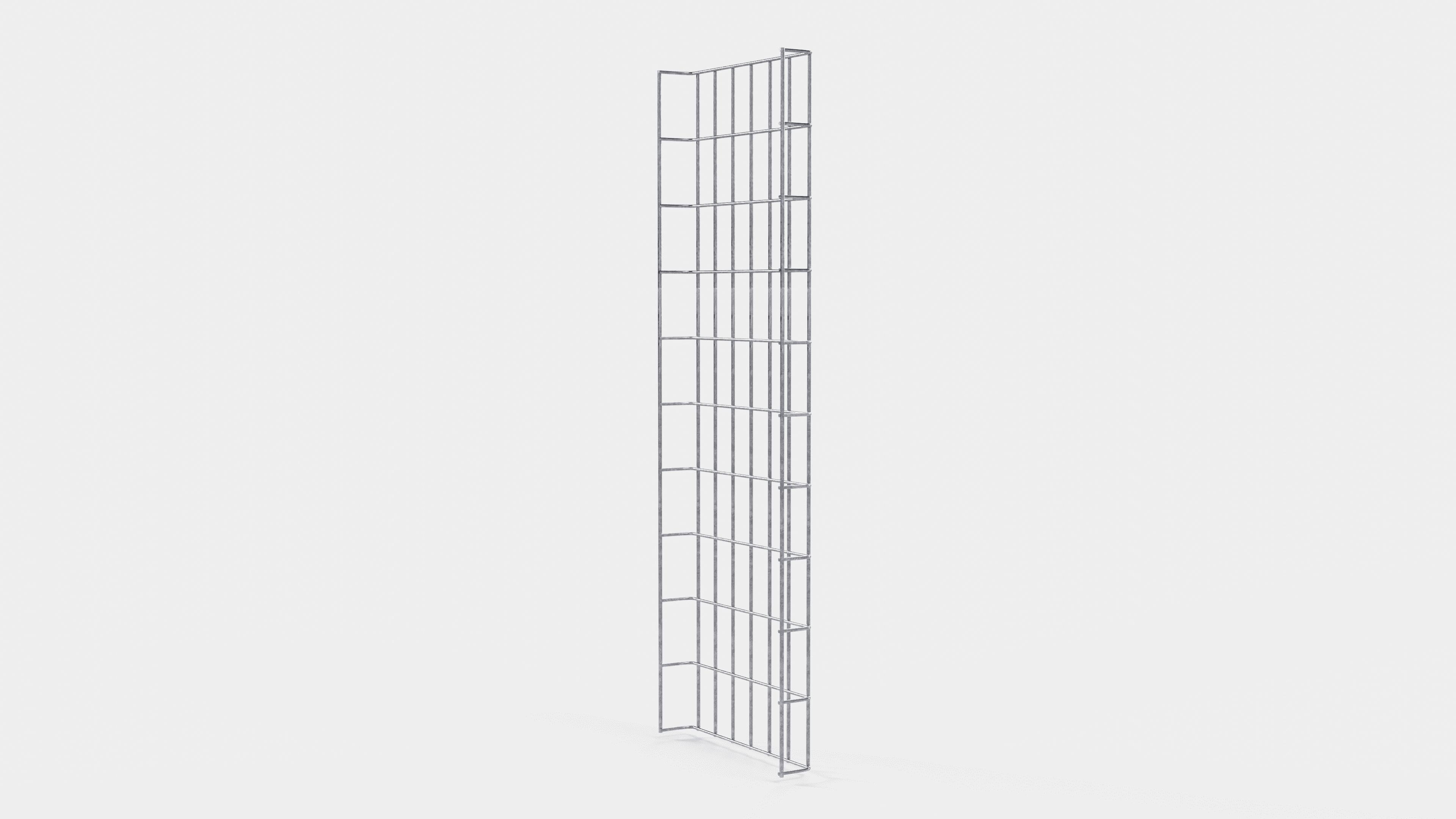 Lengte kabelkanaal 29 cm, diepte 5 cm, maaswijdte 5 x 10 cm