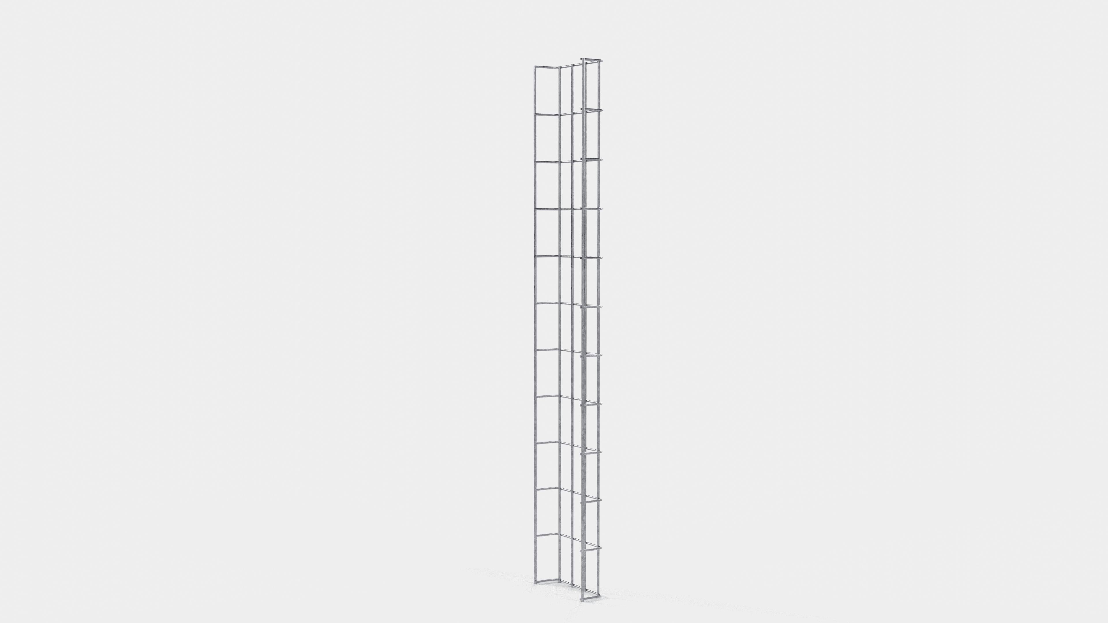 Altura do duto de cabos 110 cm, profundidade 5 cm, tamanho da malha 5 x 10 cm