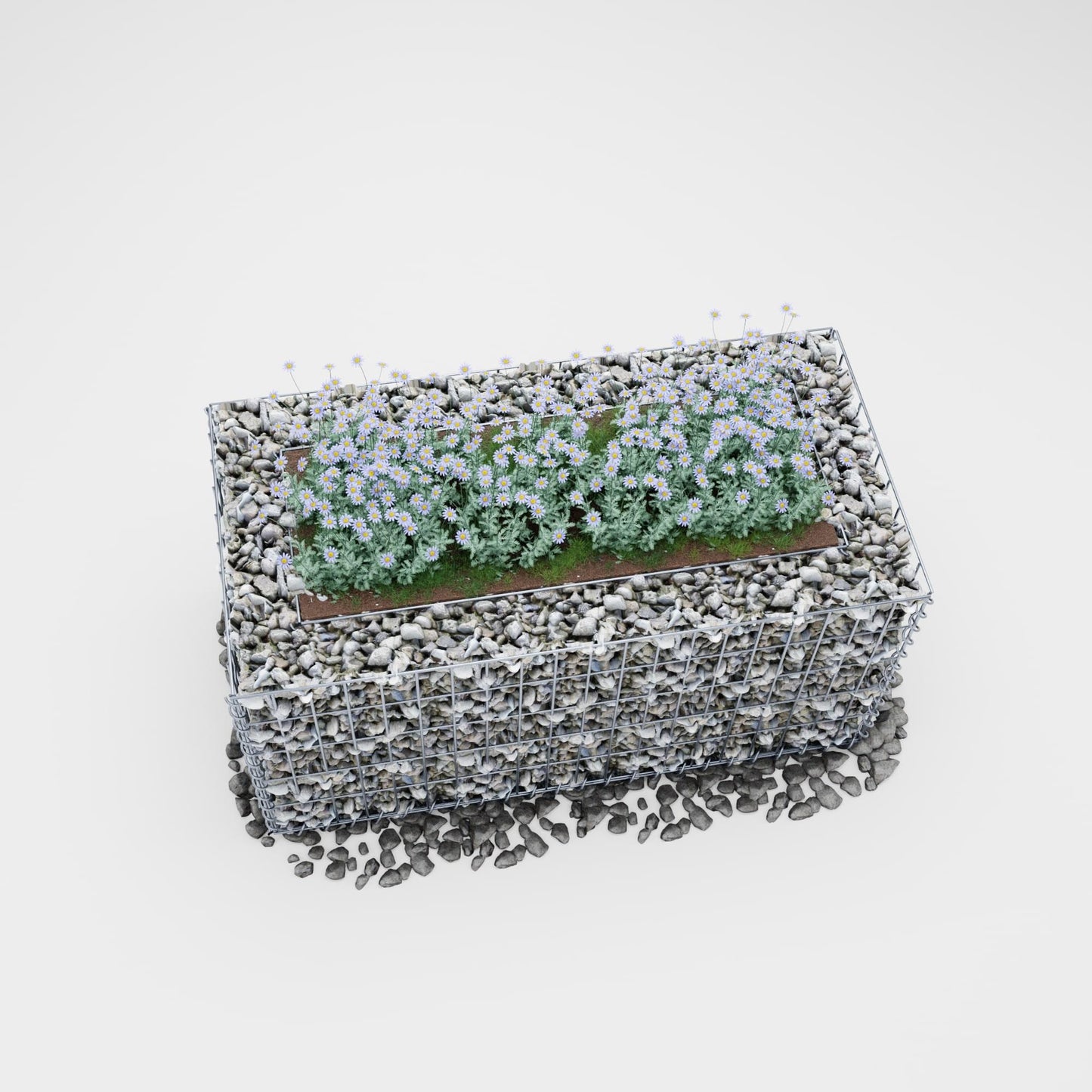 Högbädd, fyrkantig 100 cm x 50 cm x 50 cm (L x H x D), maskstorlek 5 x 10 cm, väggtjocklek 10 cm