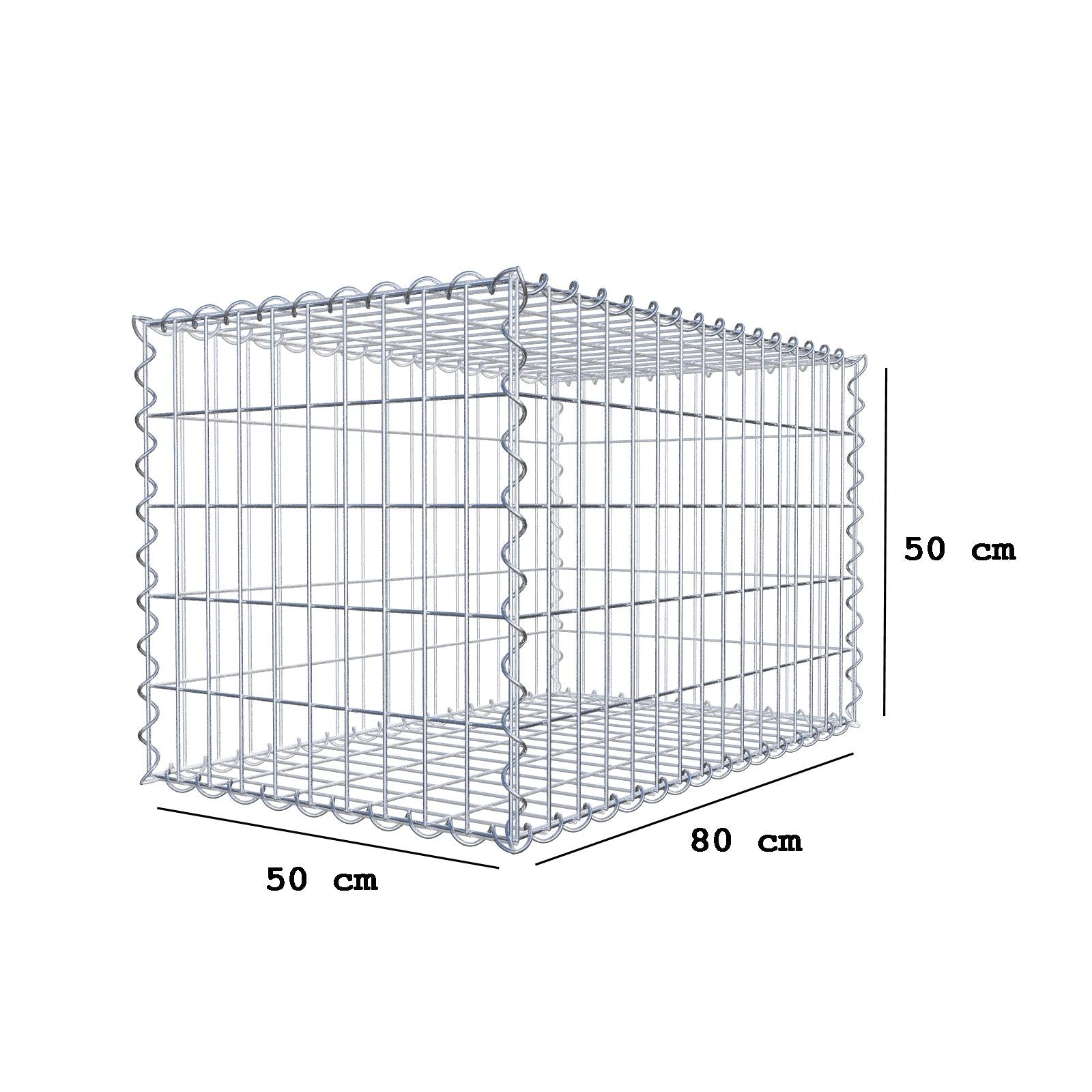 Gabion 80 cm x 50 cm x 50 cm (L x H x D), mesh size 5 cm x 10 cm, spiral