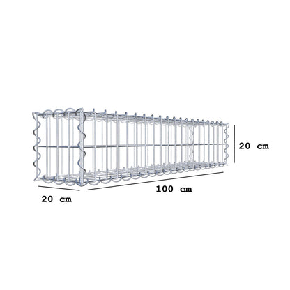 Gabione 100 cm x 20 cm x 20 cm (L x H x T), Maschenweite 5 cm x 10 cm, Spirale