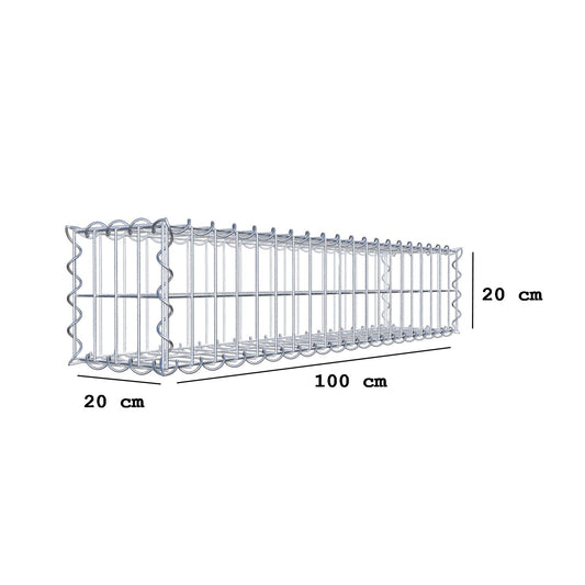 Gabion 100 cm x 20 cm x 20 cm (L x H x P), mailles 5 cm x 10 cm, spirale