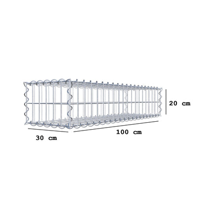 Gabion 100 cm x 20 cm x 30 cm (L x H x D), maskstorlek 5 cm x 10 cm, spiral