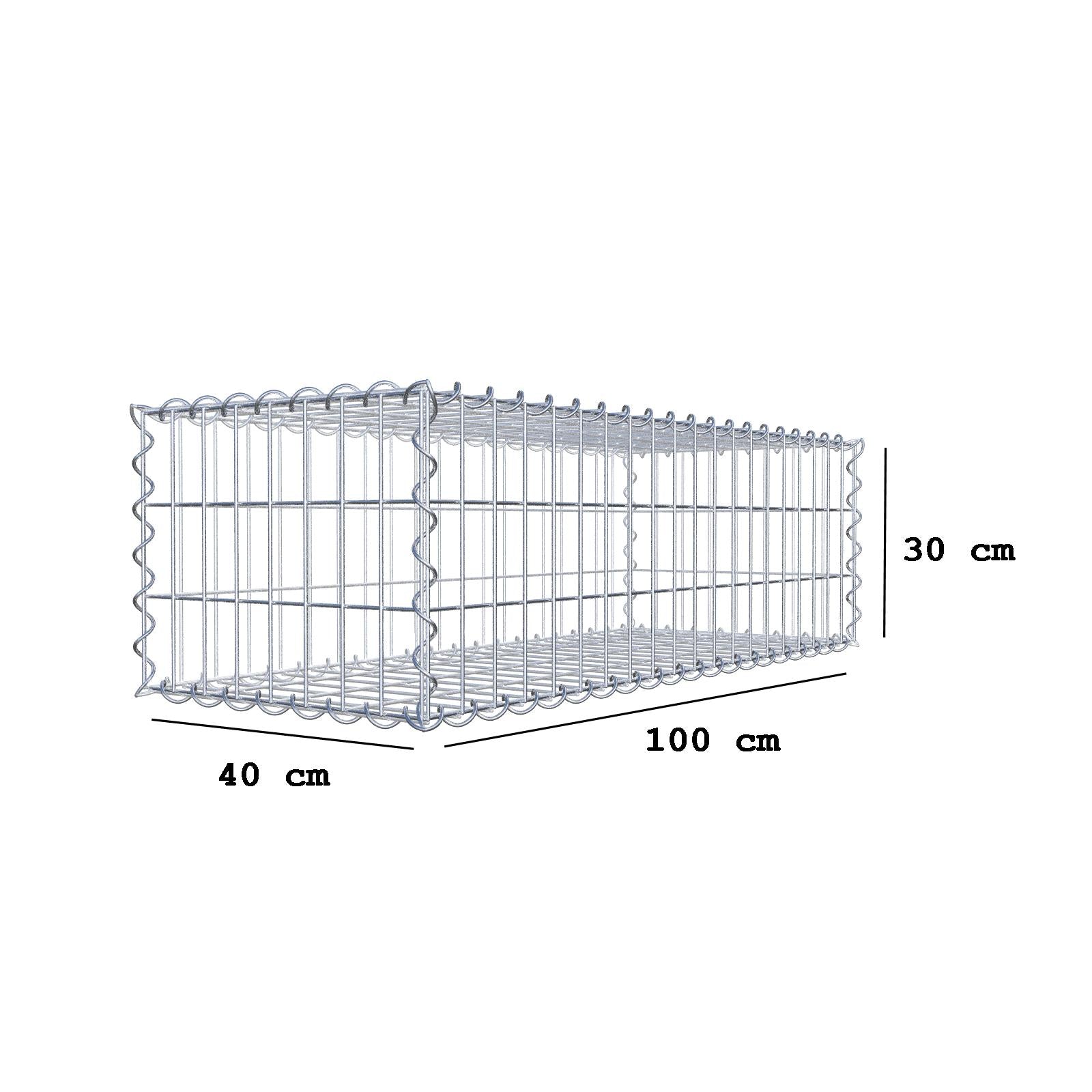 Gabion 100 cm x 30 cm x 40 cm (L x H x D), mesh size 5 cm x 10 cm, spiral
