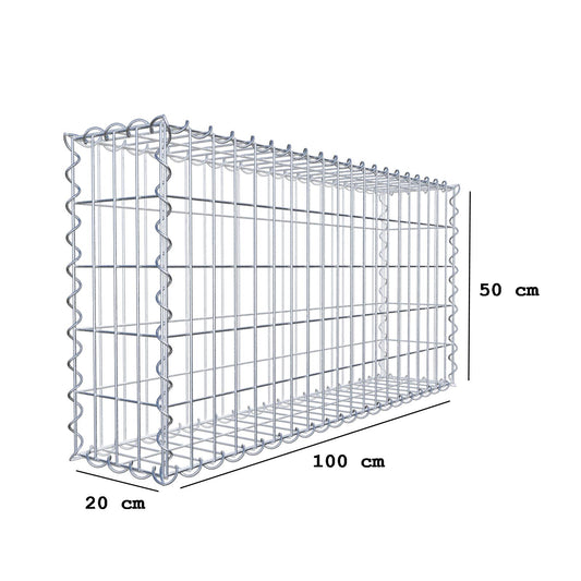 Gabion 100 cm x 50 cm x 20 cm (L x H x D), maskstorlek 5 cm x 10 cm, spiral