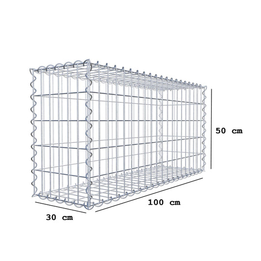 Gabion 100 cm x 50 cm x 30 cm (L x H x D), mesh size 5 cm x 10 cm, spiral