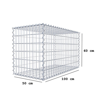 Gabion 100 cm x 60 cm x 50 cm (L x H x D), maskstorlek 5 cm x 10 cm, spiral