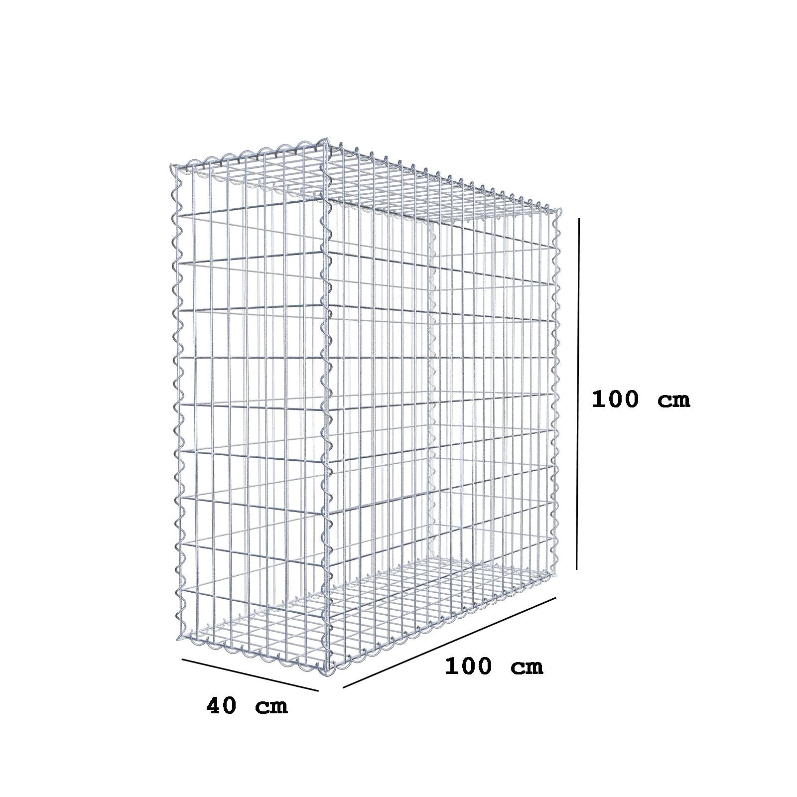 Gabion 100 cm x 100 cm x 40 cm (L x H x P), mailles 5 cm x 10 cm, spirale