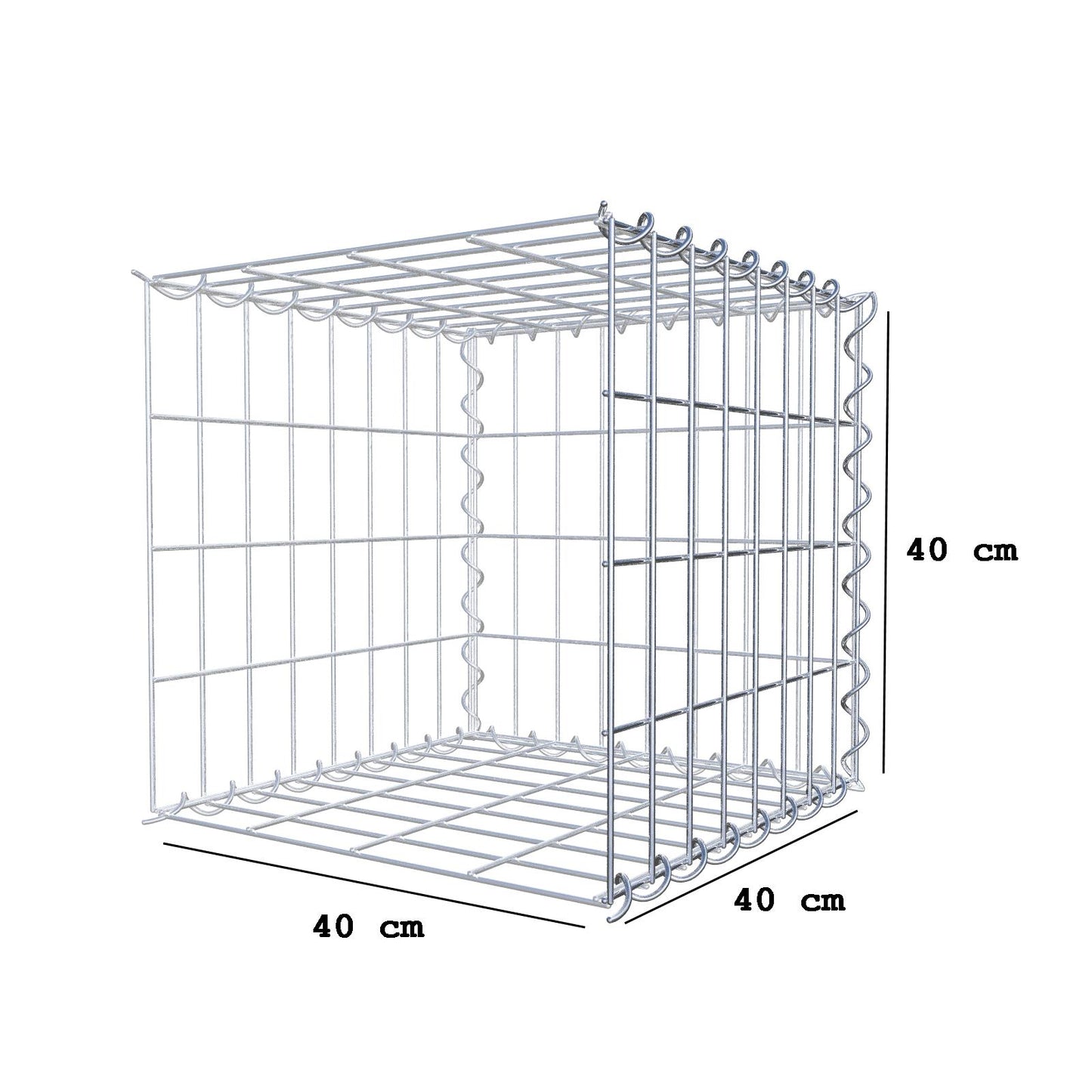 Anbaugabione Typ 2 40 cm x 40 cm x 40 cm (L x H x T), Maschenweite 5 cm x 10 cm, Spirale