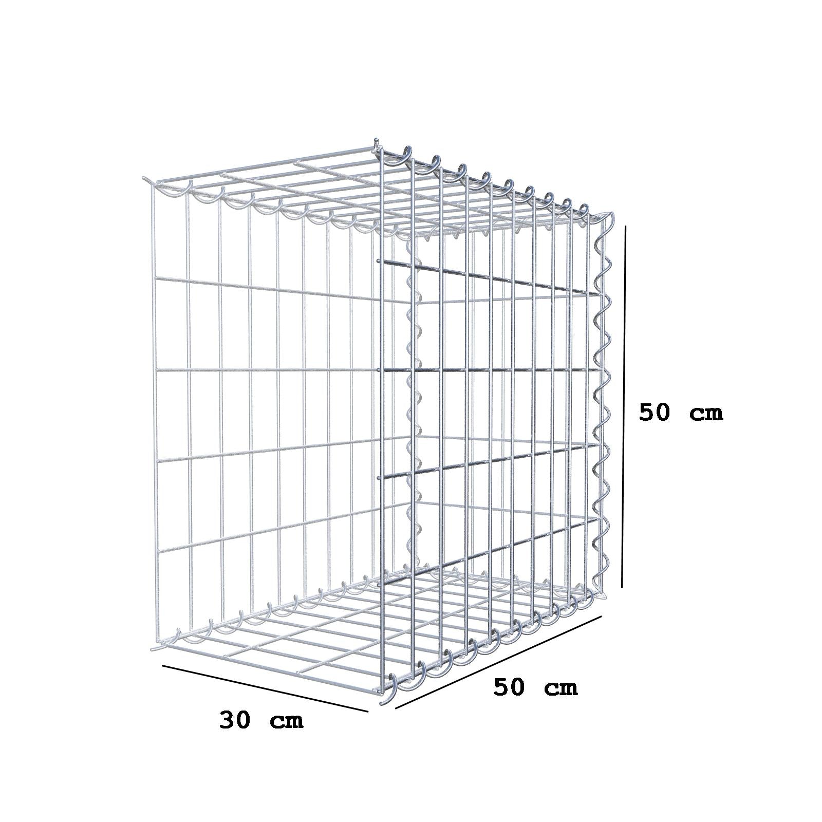 Påväxt gabion typ 2 50 cm x 50 cm x 30 cm (L x H x D), maskstorlek 5 cm x 10 cm, spiral