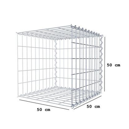 Gabião tipo 2 50 cm x 50 cm x 50 cm (C x A x P), malhagem 5 cm x 10 cm, espiral