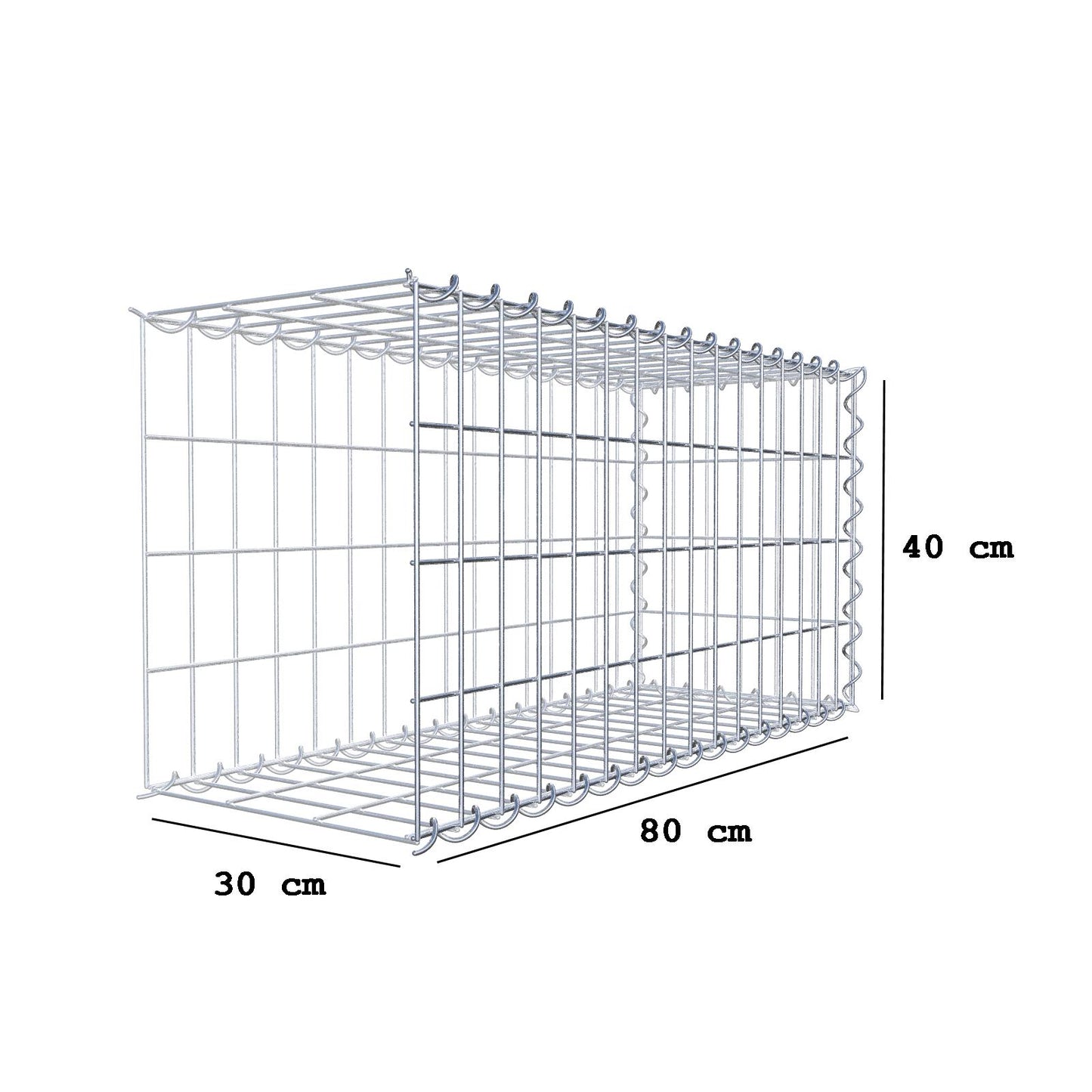 Add-on schanskorf type 2 80 cm x 40 cm x 30 cm (L x H x D), maaswijdte 5 cm x 10 cm, spiraalvormig