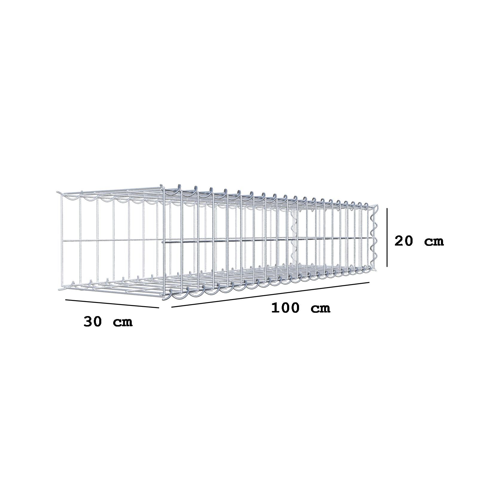 Anbaugabione Typ 2 100 cm x 20 cm x 30 cm (L x H x T), Maschenweite 5 cm x 10 cm, Spirale