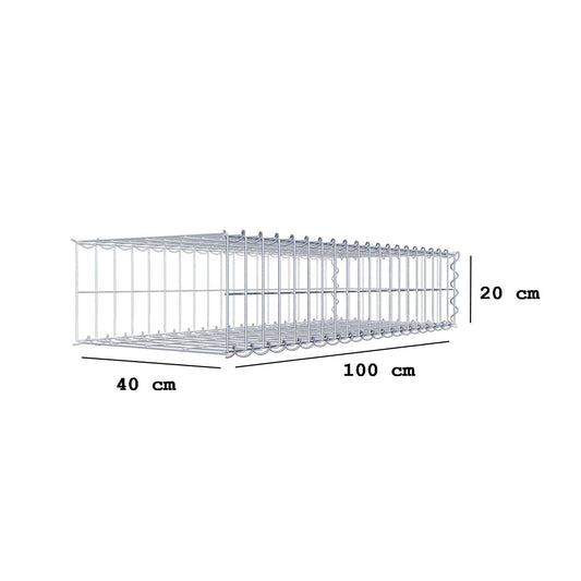 Extra gabion typ 2 100 cm x 20 cm x 40 cm (L x H x D), maskstorlek 5 cm x 10 cm, spiral