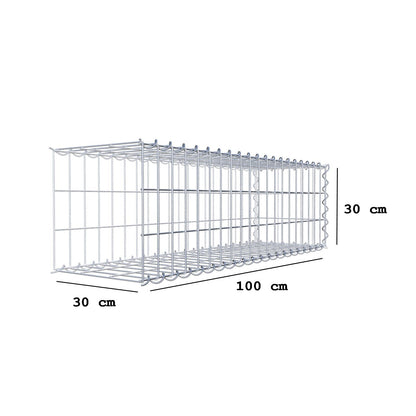 Grown-on gabion type 2 100 cm x 30 cm x 30 cm (L x H x D), mesh size 5 cm x 10 cm, spiral
