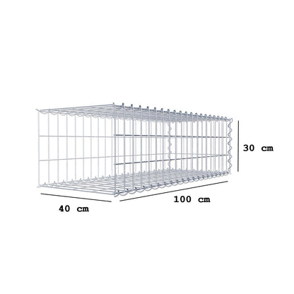 Gabbione aggiuntivo tipo 2 100 cm x 30 cm x 40 cm (L x A x P), maglia 5 cm x 10 cm, spirale