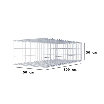 Gabion rapporté type 2 100 cm x 30 cm x 50 cm (L x H x P), mailles 5 cm x 10 cm, spirale