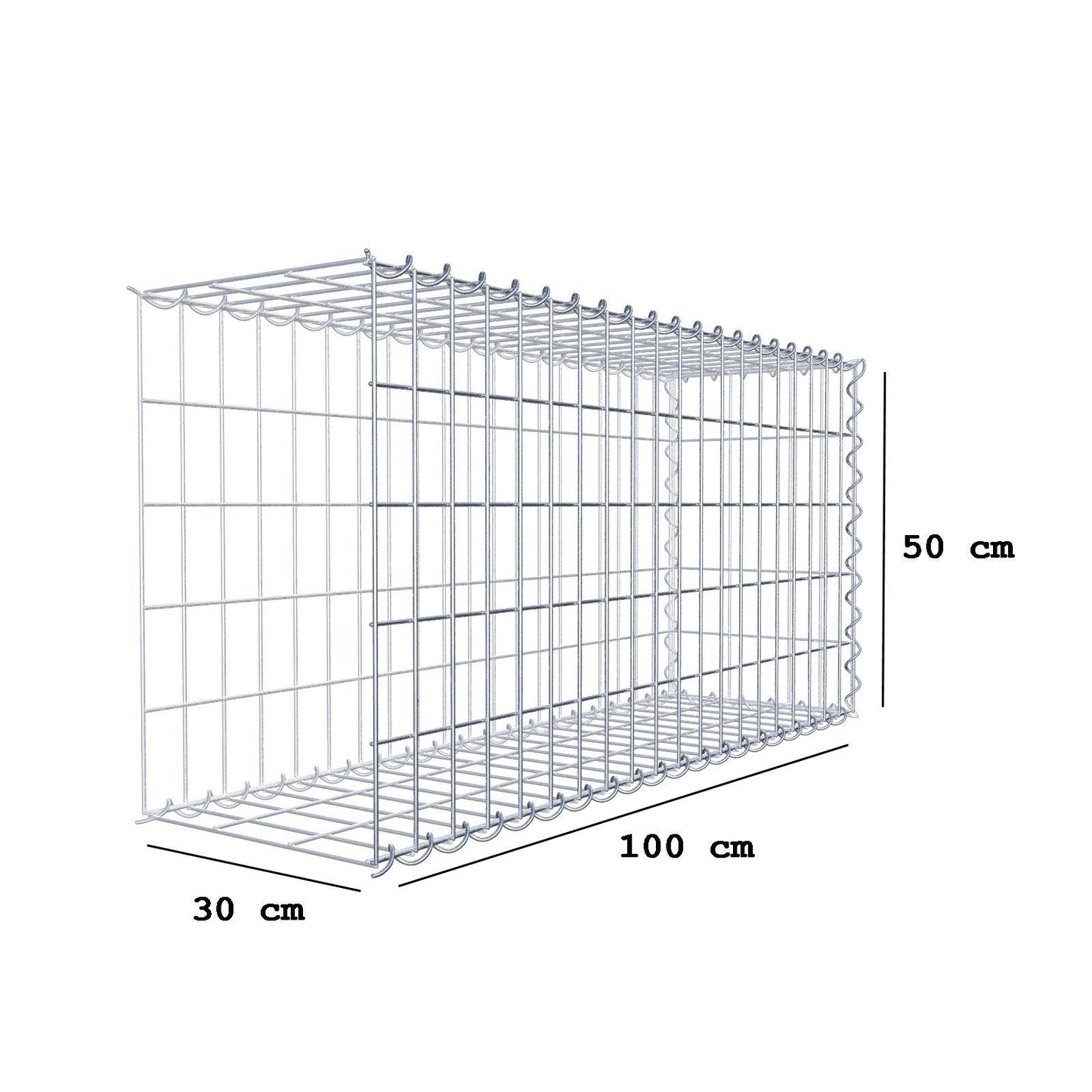 Grown-on gabion type 2 100 cm x 50 cm x 30 cm (L x H x D), mesh size 5 cm x 10 cm, spiral