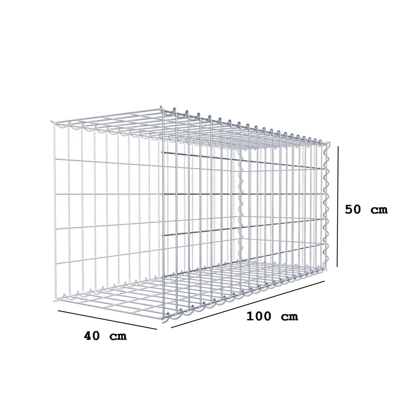 Extra gabion typ 2 100 cm x 50 cm x 40 cm (L x H x D), maskstorlek 5 cm x 10 cm, spiral